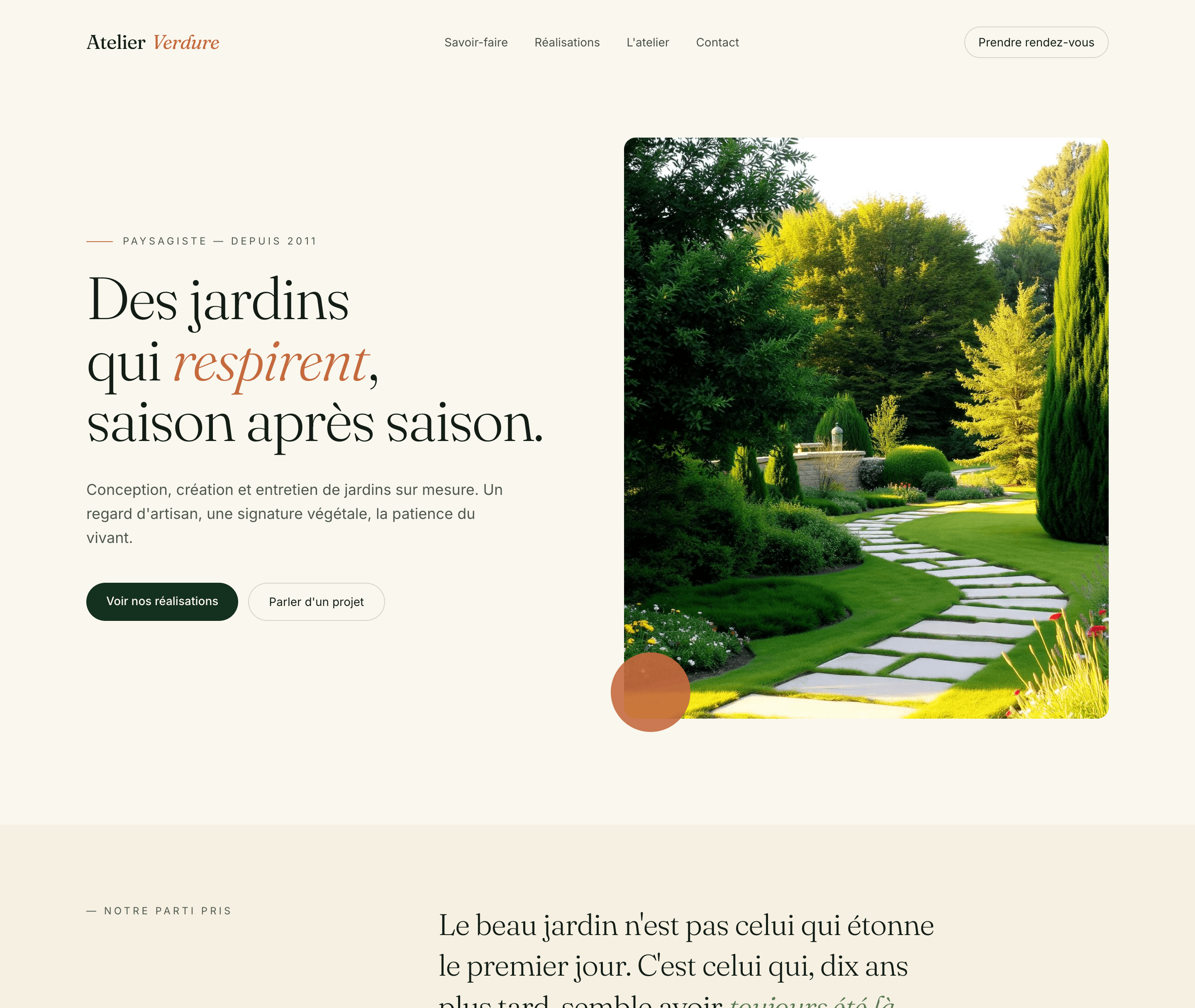 Site de paysagiste moderne conçu par Doma Studio