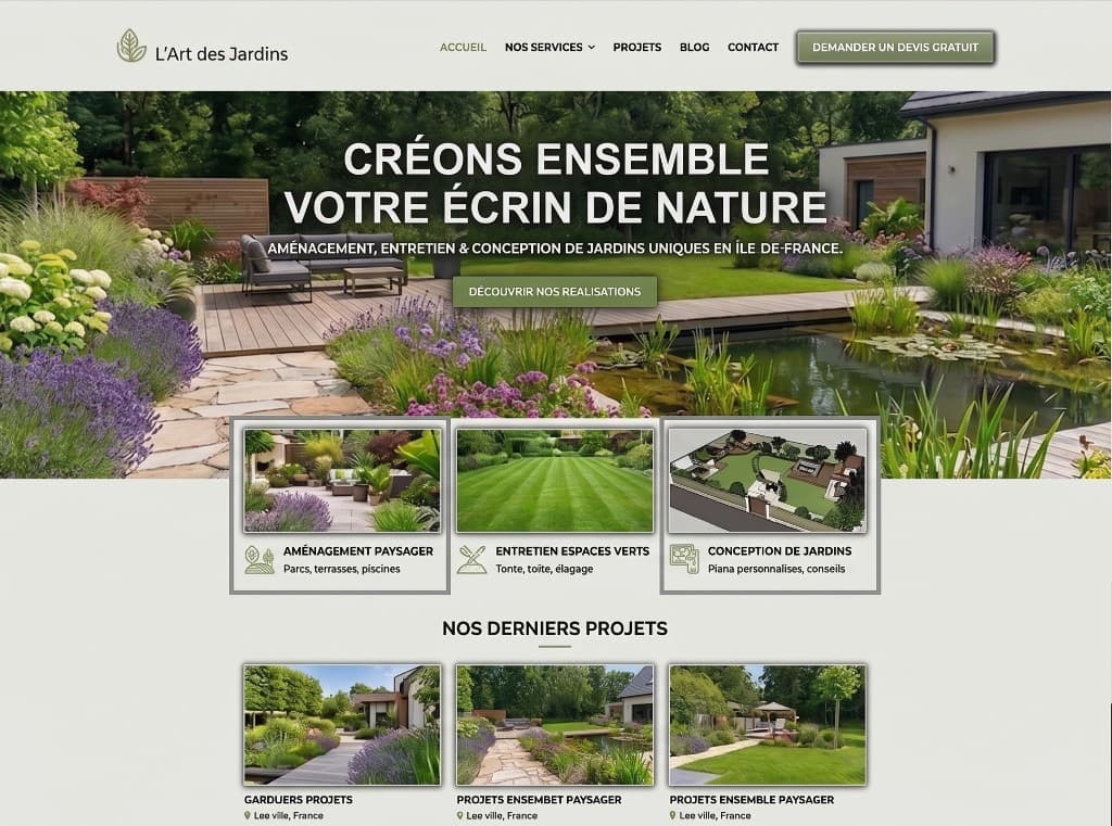 Site de paysagiste daté, avant refonte